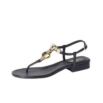 CHANEL One Strap Sandals Women's Black