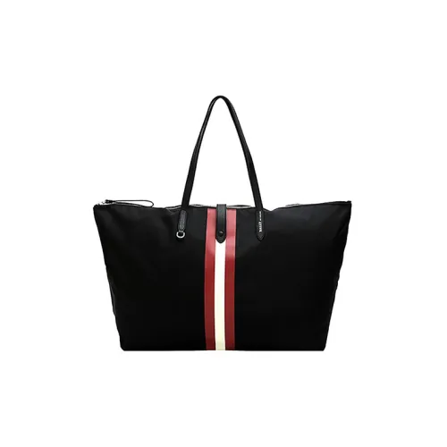 BALLY Nylon With Leather Travel Bag, Combo Bag, Tote Bag, Shopping Bag, Shoulder Bag, Handbag Unisex Black