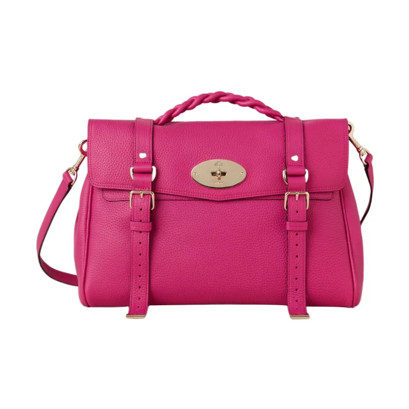 Mulberry Alexa Textured Leather Shoulder Bag Crossbody Bag Handbag Extra Large Women's Pink-0
