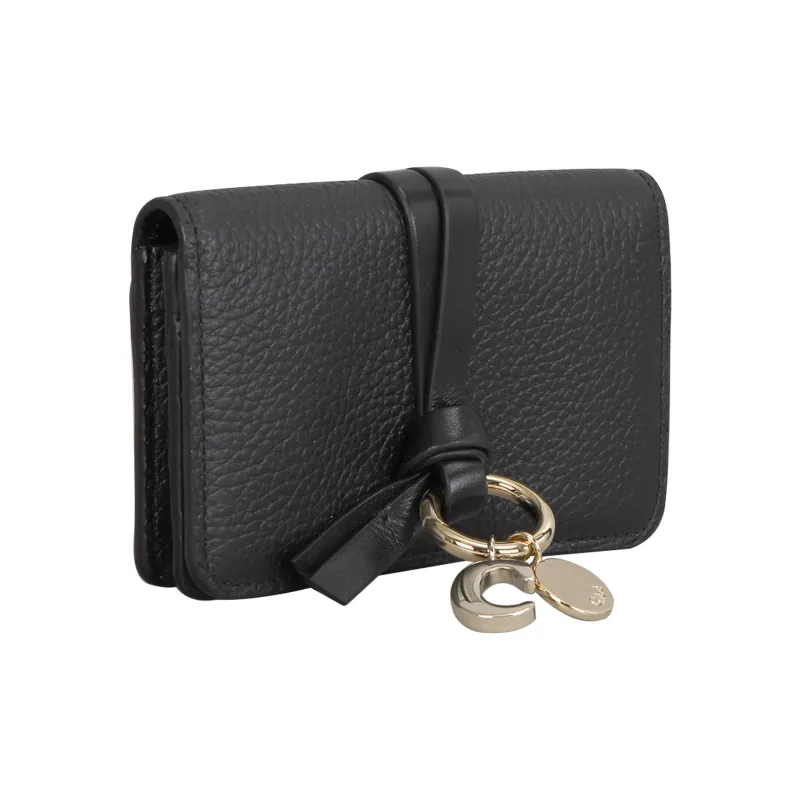 Chloe Cow Leather Coin Purse Women's Black-1