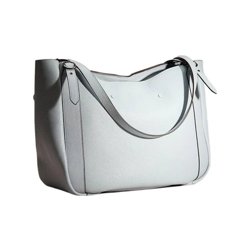 COACH Alana Pebbled Leather One Shoulder Handbag Large Size Women's Blue-1