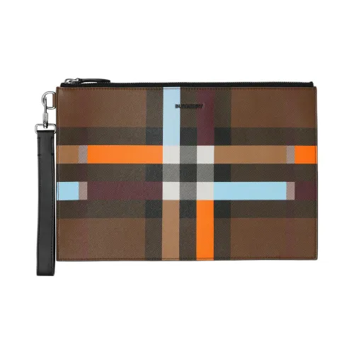 Burberry Leather Handheld Storage Bag Men's Dark Birch Brown