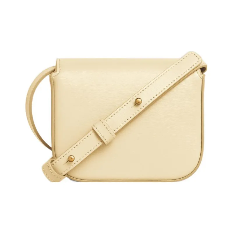CELINE Triomphe Arc De Triomphe Shiny Calfskin Shoulder Bag Crossbody Bag Mini Women's Light Yellow/Light Yellow-3