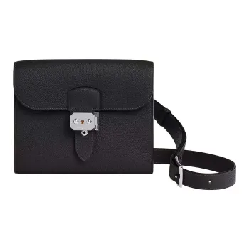 HERMES Sac A Depeches Togo Calfskin Messenger Bag Shoulder Bag Crossbody Bag Men's Black