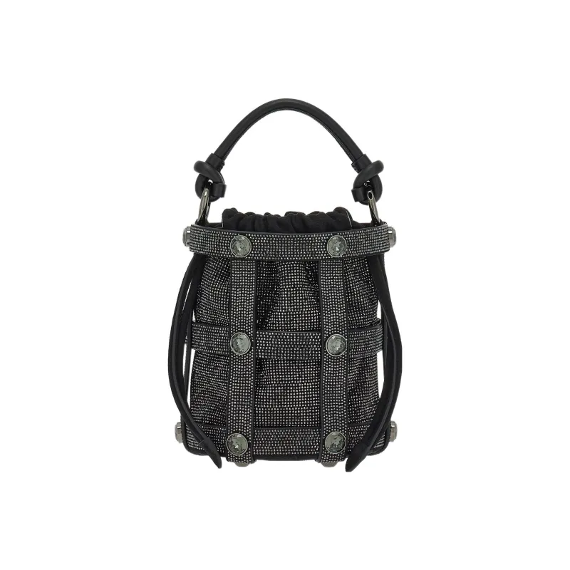 FERRAGAMO CAGE Goat Suede Bucket Bag Hobo Bag Shoulder Bag Crossbody Bag Handbag Women's Black-0