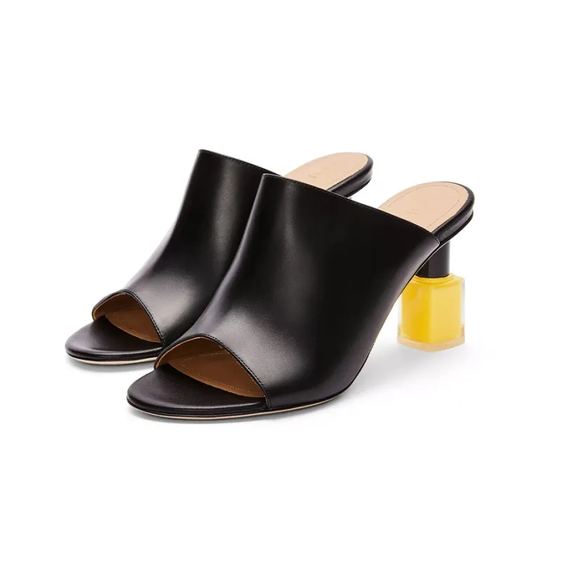 LOEWE Slide Slippers Women's Black Yellow-1