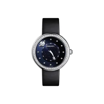 CHANEL MADEMOISELLE PRIVÉ Collection Wrist Watch Automatic Mechanical Movement Satin Strap Blue Dial Women's