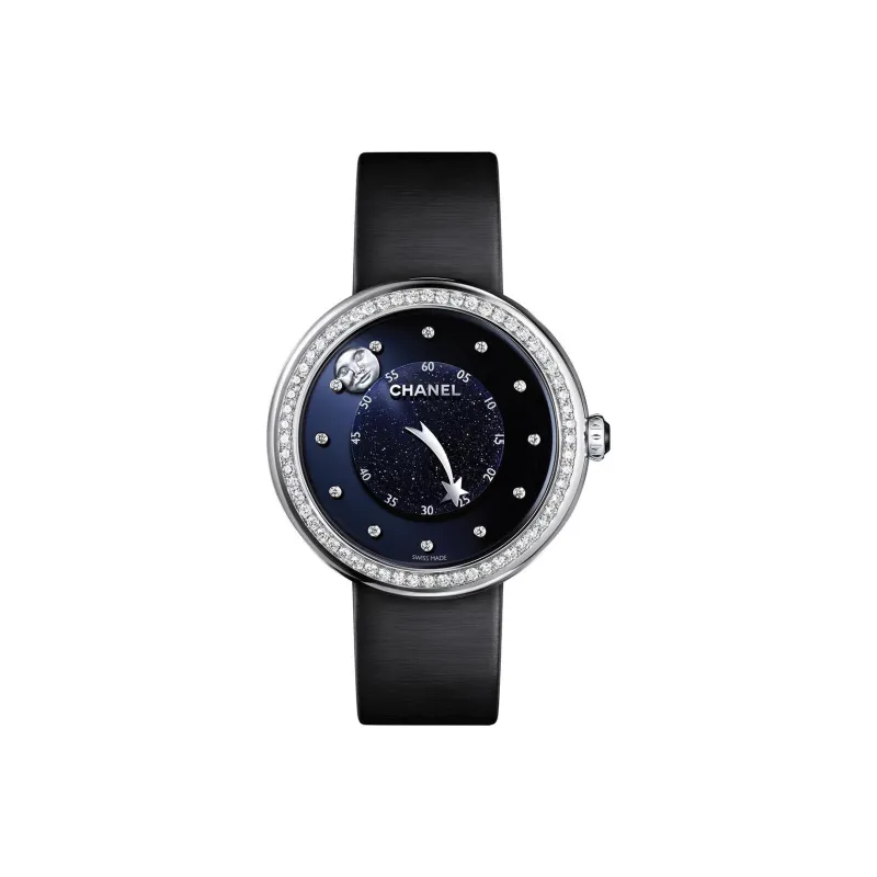 CHANEL MADEMOISELLE PRIVÉ Collection Wrist Watch Automatic Mechanical Movement Satin Strap Blue Dial Women's-0