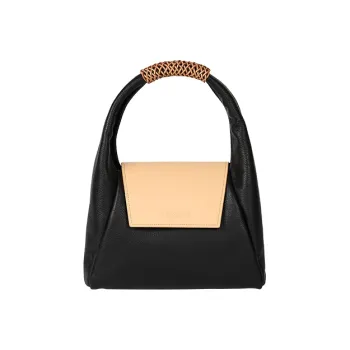IRIDESCENCE Cow Leather Gardening Bag Handbag Shoulder Bag Medium Size Women's Black