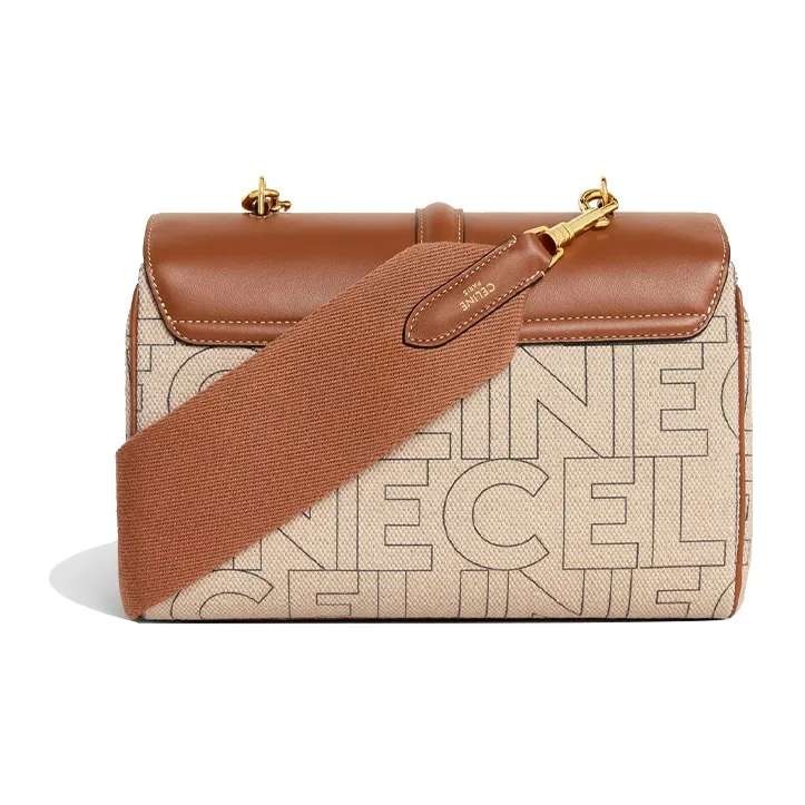CELINE Fabric With Calfskin Shoulder Bag Crossbody Bag Women's Natural/Tan-2