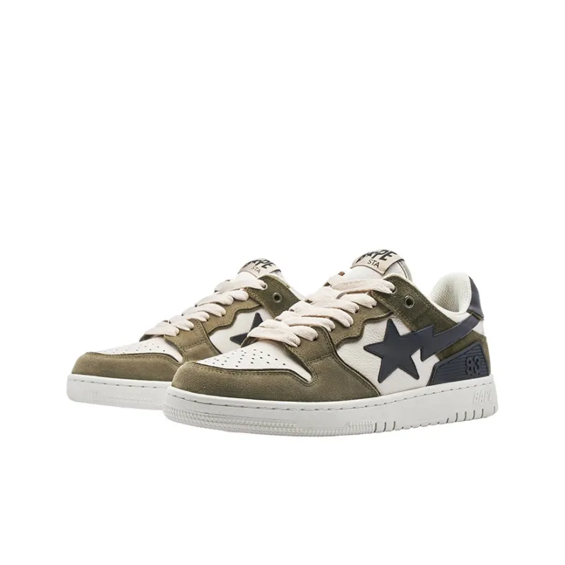 A BATHING APE SK8 STA Stylish Skateboarding Shoes Women's Cream Green-2