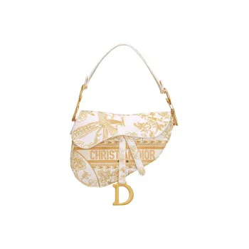 DIOR Pattern Embroidery Saddle Bag Shoulder Bag Crossbody Bag Handbag Regular Women's Light Gold