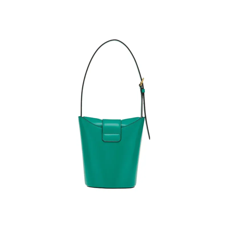 FERRAGAMO Trifolio Cow Leather Bucket Bag, Handbag, Shoulder Bag Women's Dark Bright Green-2