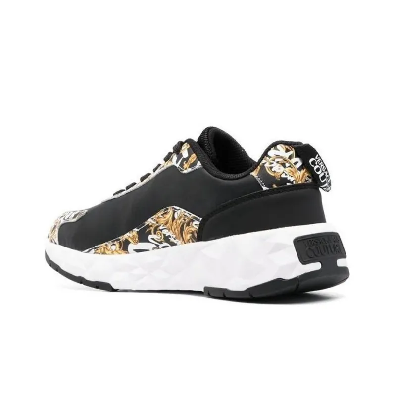 VERSACE JEANS Versace Slip Resistant Low Top Sports Casual Shoes Women's Black Yellow-2