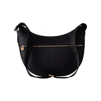 BORBONESE Polyester, Nylon, Leather Portable Crossbody Bag, Shoulder Bag Women's Black
