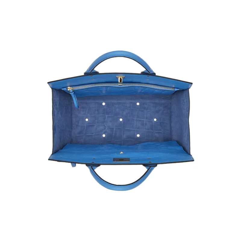 FERRAGAMO Studio Calfskin Handbag Large Size Women's Blue-4
