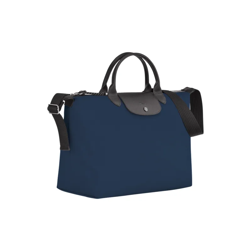 LONGCHAMP Le Pliage Energy Canvas With Leather Trim Canvas Bag, Shoulder Bag, Crossbody Bag, Handbag Tubas Women's Blue-1