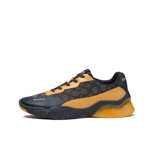 COACH Slip-Resistant Low-Top Sports Casual Shoes Men's Black Yellow