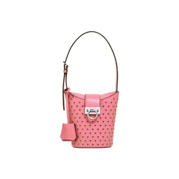 FERRAGAMO Trifolio Calfskin Bucket Bag Handbag Shoulder Bag Women's Pink