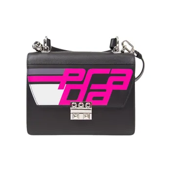 PRADA Cow Leather Shoulder Bag Crossbody Bag Women's Black