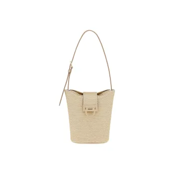 FERRAGAMO Trifolio Silk Satin Bucket Bag Handbag Shoulder Bag Women's Coffee