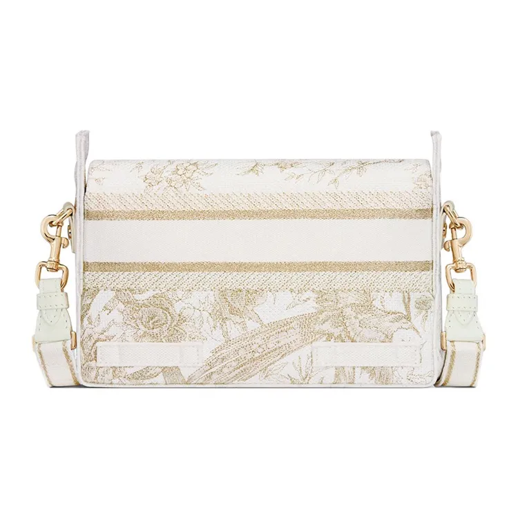 DIOR DiorCamp Pattern Embroidery Messenger Bag Handbag Shoulder Bag Crossbody Bag Small Size Women's Light Gold-2