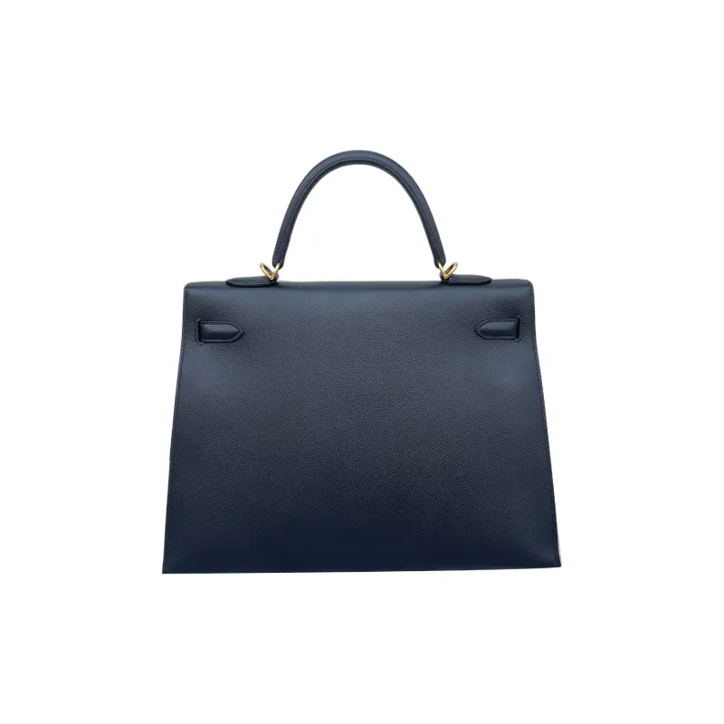 HERMES Kelly Epsom Leather Kelly Bag Handbag Women's Noir Black-1