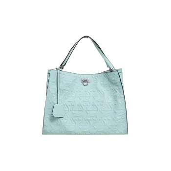 FERRAGAMO Trifolio Calfskin Tote Bag Shopping Bag Handbag Women's Glacier Blue