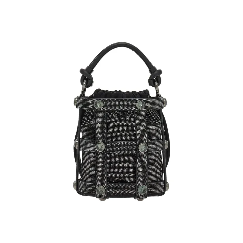 FERRAGAMO CAGE Goat Suede Bucket Bag Hobo Bag Shoulder Bag Crossbody Bag Handbag Women's Black-1