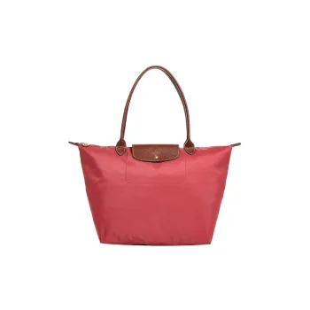 LONGCHAMP Le Pliage Recycled Canvas With Leather Trim Dumpling Bag Handbag Shoulder Bag Large Size Women's Red