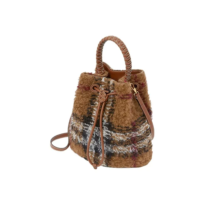 Burberry Leather Bucket Bag Handbag Shoulder Bag Crossbody Bag Small Size Women's Dark Birch Brown-2