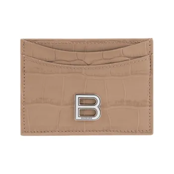 Balenciaga Hourglass Cow Leather Card Clip Card Holder Regular Women's Khaki