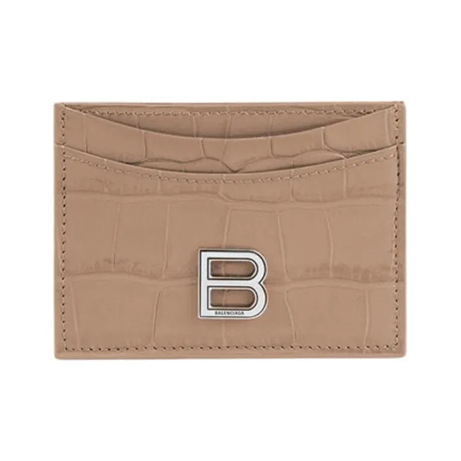 Balenciaga Hourglass Cow Leather Card Clip Card Holder Regular Women's Khaki-0