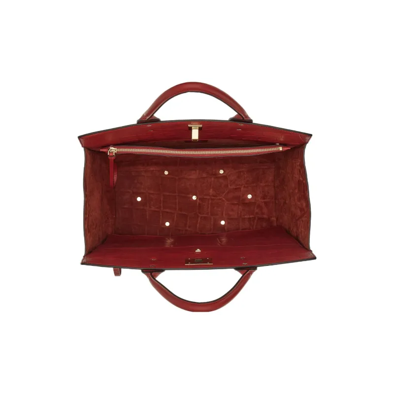 FERRAGAMO Studio Calfskin Handbag Large Size Women's Red-4