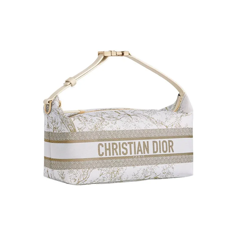 DIOR DiorTravel Fabric Portable Clutch Medium Size Women's Gold-1