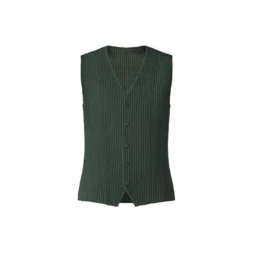 Homme Plissé Issey Miyake Vests Men Dark Green