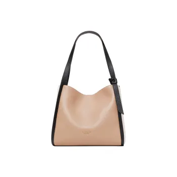 Kate Spade Knott Cow Leather Handbag Shoulder Bag Large Size Women's Warm Beige & Black