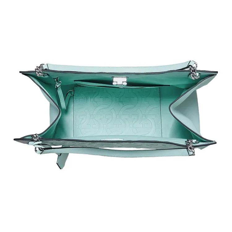 FERRAGAMO Trifolio Calfskin Tote Bag Shopping Bag Handbag Women's Glacier Blue-4