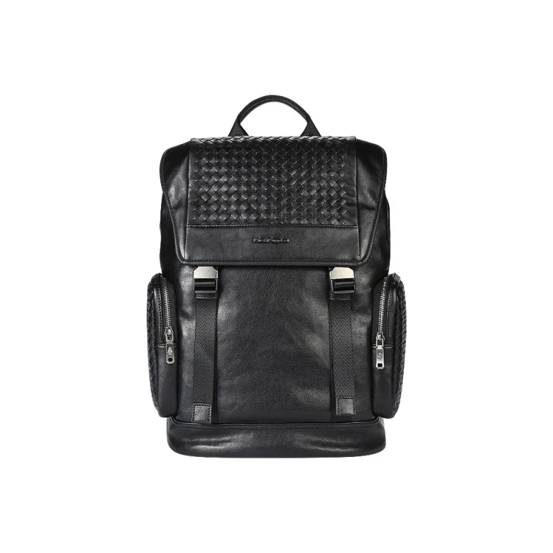 Hush Puppies Vegetable Tanned Top Grain Cow Leather Handheld Backpack Tubas Men's Black-0