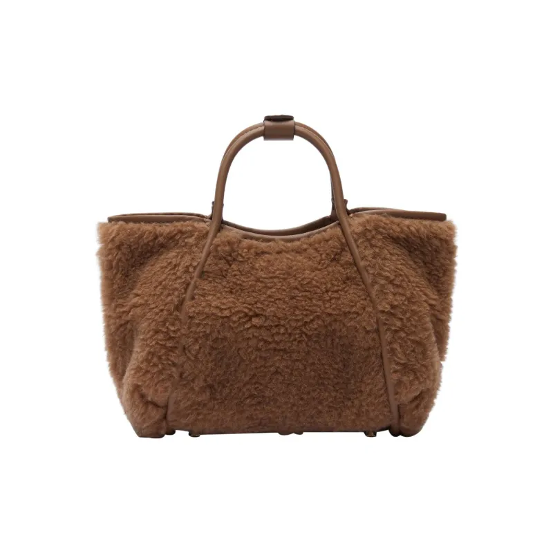 MaxMara Teddy Series Cow Leather Detail Shoulder Bag Crossbody Bag Handbag Mini Women's Camel-1