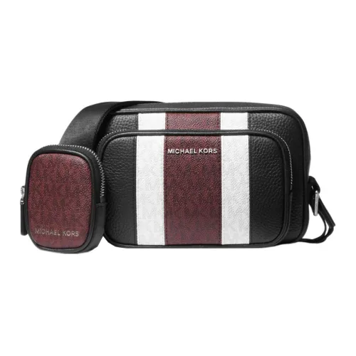 MICHAEL KORS Hudson Canvas With Leather Camera Bag Shoulder Bag Crossbody Bag Men's Black & Deep Red