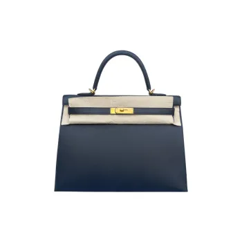 HERMES Kelly Epsom Leather Kelly Bag Handbag Women's Noir Black