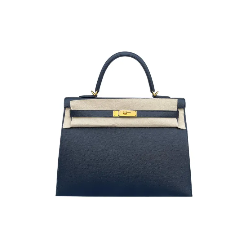 HERMES Kelly Epsom Leather Kelly Bag Handbag Women's Noir Black-0