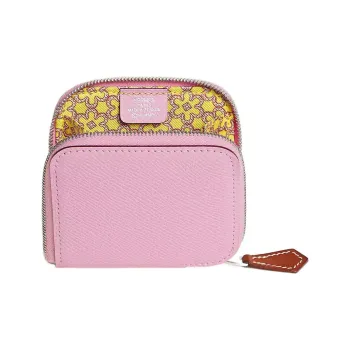 HERMES Silk'In Epsom With Barenia Calfskin Wallets Coin Purses Women's Forest Purple/Lemon/Copper Red