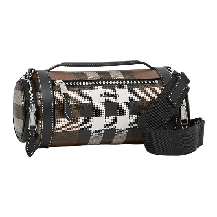 Burberry Check And Leather Sound Bag Dark Birch Brown/Black-1