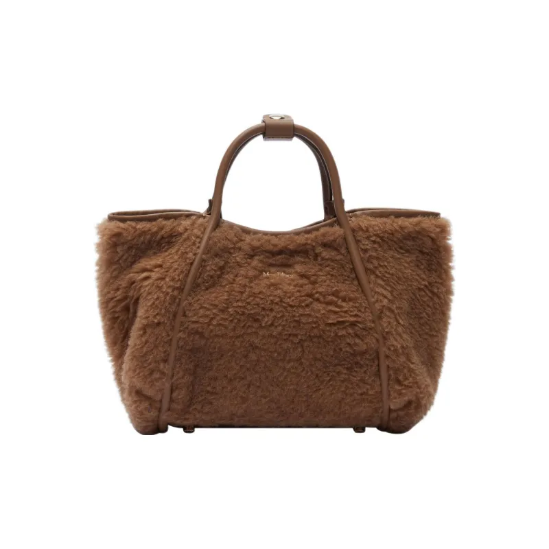 MaxMara Teddy Series Cow Leather Detail Shoulder Bag Crossbody Bag Handbag Mini Women's Camel-0