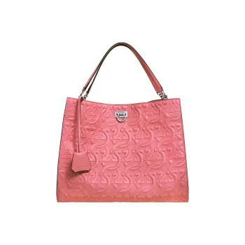 FERRAGAMO Trifolio Calfskin Tote Bag Shopping Bag Handbag Women's Pink Peony