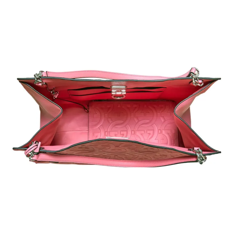 FERRAGAMO Trifolio Calfskin Tote Bag Shopping Bag Handbag Women's Pink Peony-4