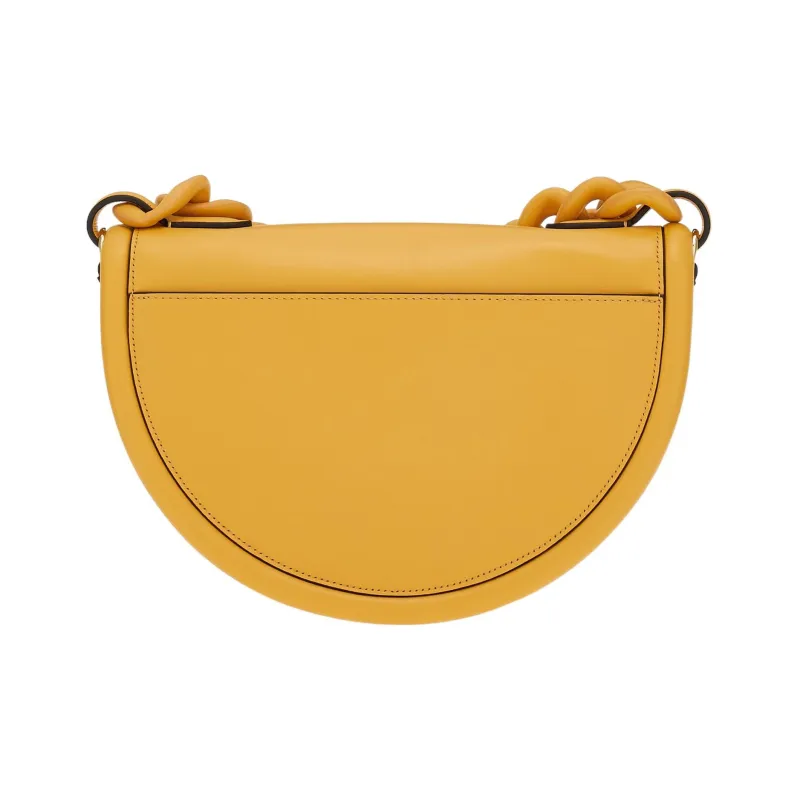 FERRAGAMO AURA Cow Leather Crescent Moon Bag Crossbody Shoulder Handbag Women's Light Yellow-1