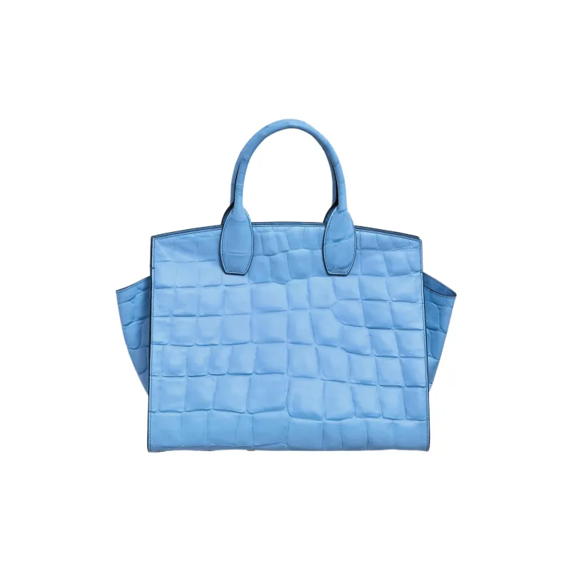 FERRAGAMO Studio Calfskin Handbag Large Size Women's Blue-3